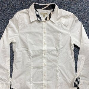 Burberry womens long sleeve button down with plaid accent - US 10
